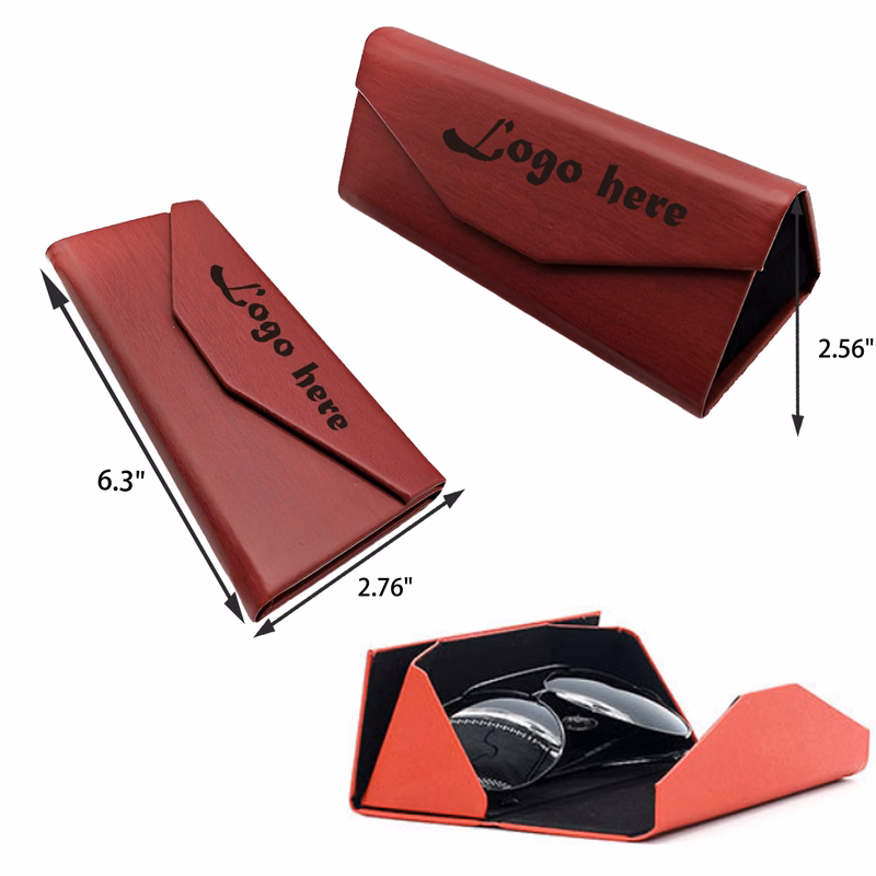 MOQ 50 PCS Practical Foldable Leather Eyeglasses Case