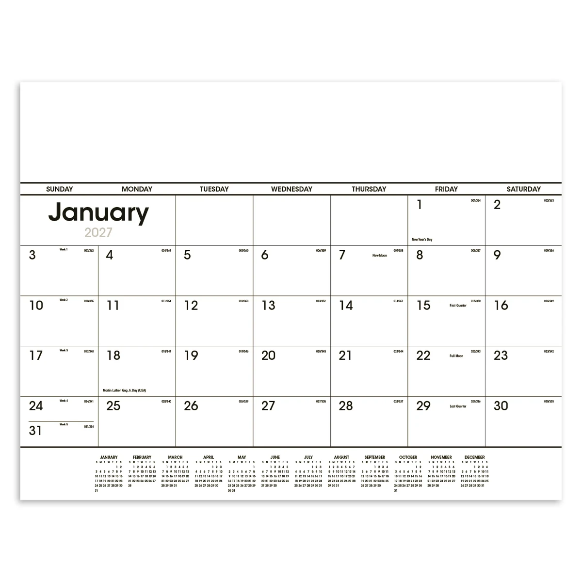 Triumph® Calendars Black & White Desk Pad 1