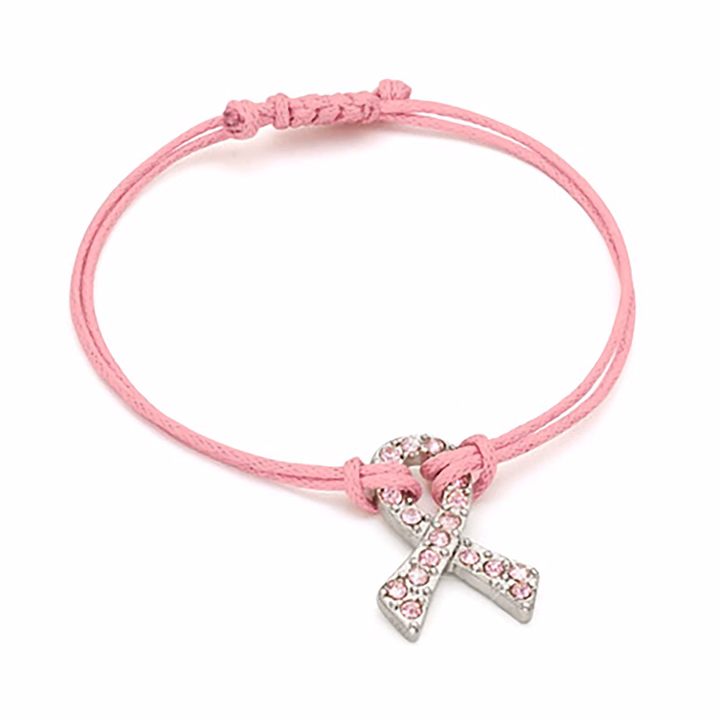 Crystal Breast Cancer Awareness Pink Ribbon Bracelet