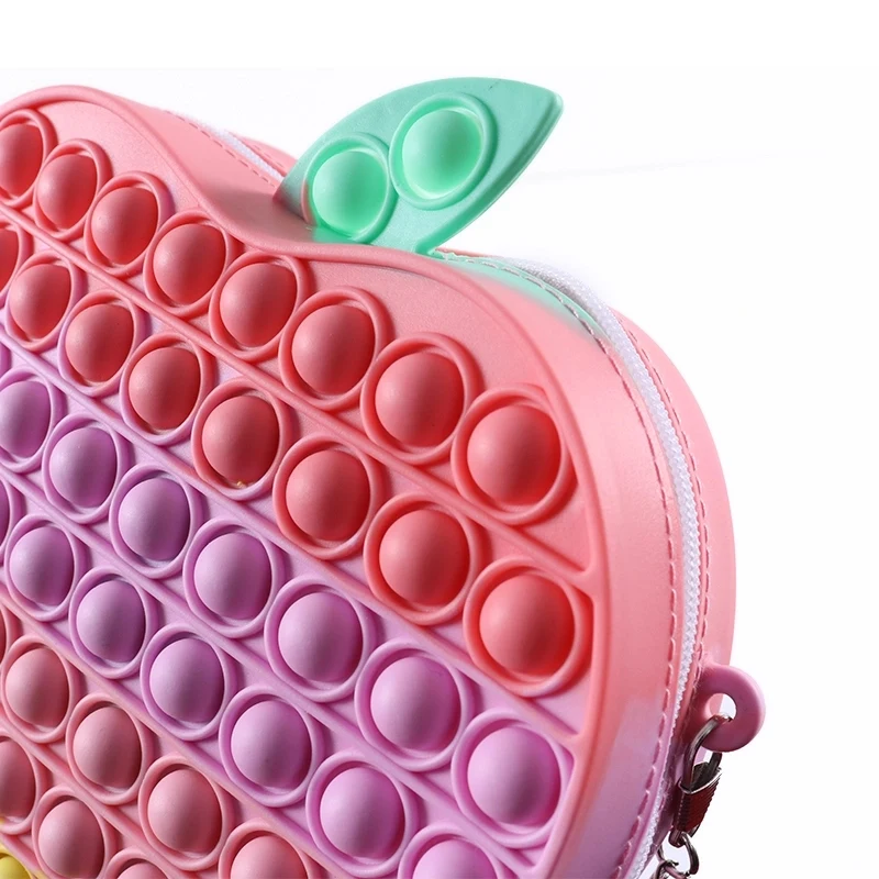 Apple Shape Silicone Fidget Popper Pop It Purse Bag 1