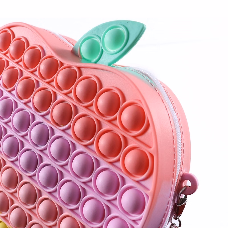 Apple Shape Silicone Fidget Popper Pop It Purse Bag