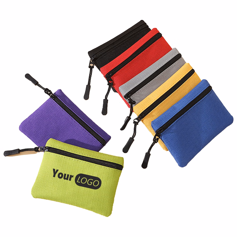 Oxford Chic Solid Color Mini Zipper Coin Purse With Logo Customization