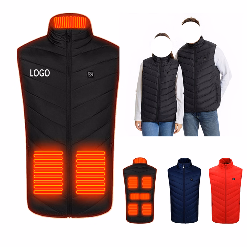 MOQ10 Washable Heated Vest Unisex Electric 9 Heating Areas
