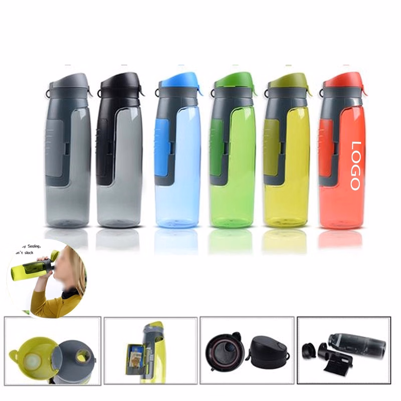 25oz Sport Water Bottle with Wallet Card Storage