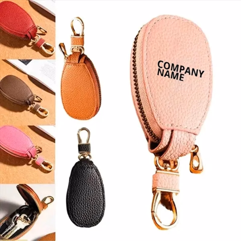 Leather Keychain with Zipper
