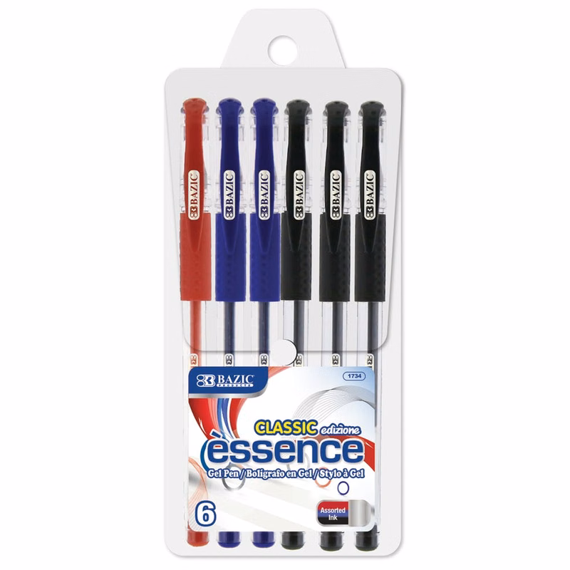 Gel Ink Pens - 3 Colors Cushion Grip 6 Pack
