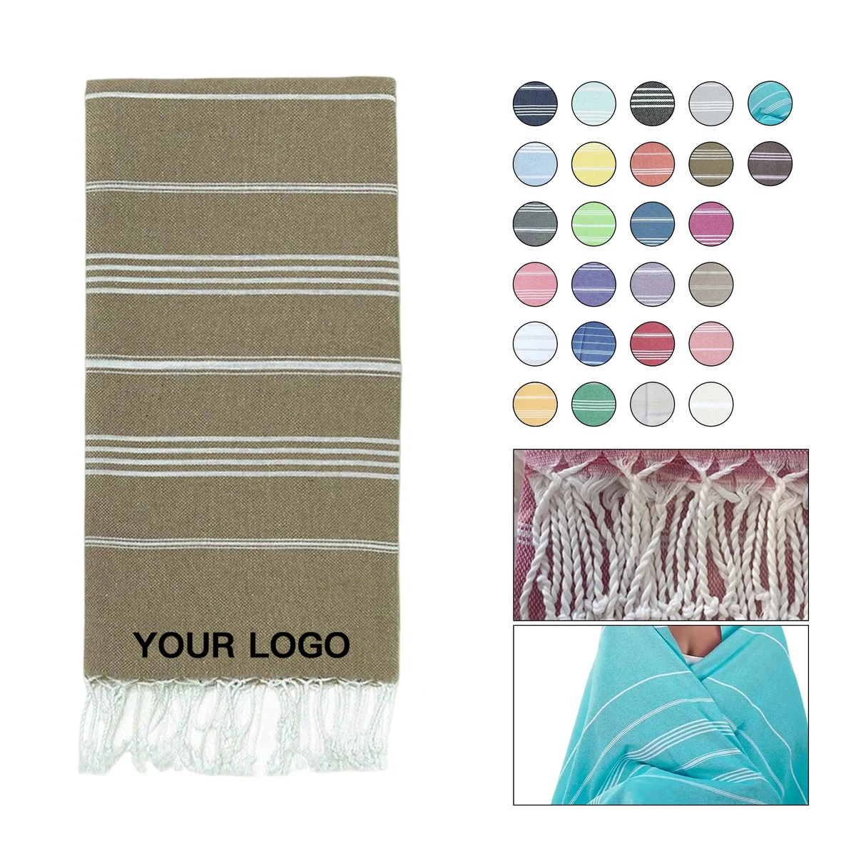 Eco Friendly Cotton Beach Towel with Fringe Design 1
