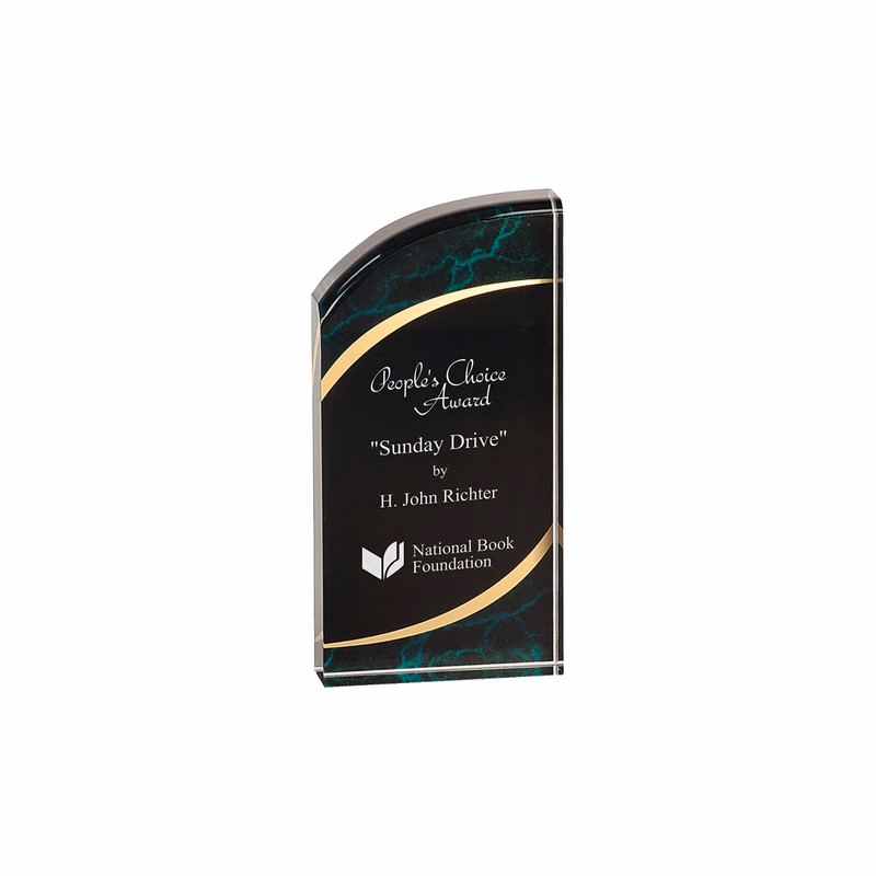 3" x 6" Green Marble Rounded Acrylic Award