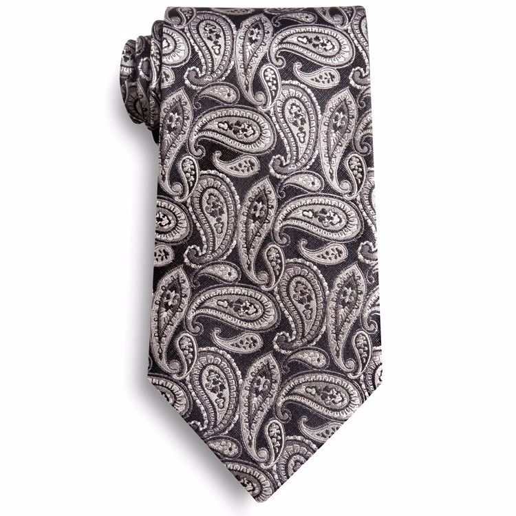 Black and Gray Silk Paisley Tie