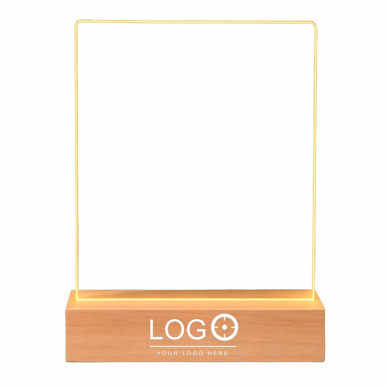 Acrylic LED Memo Board with Wood Base