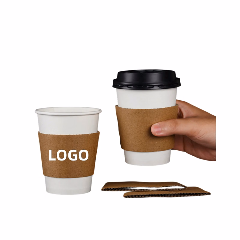 Custom Disposable Cowhide Paper Coffee Cup Sleeves