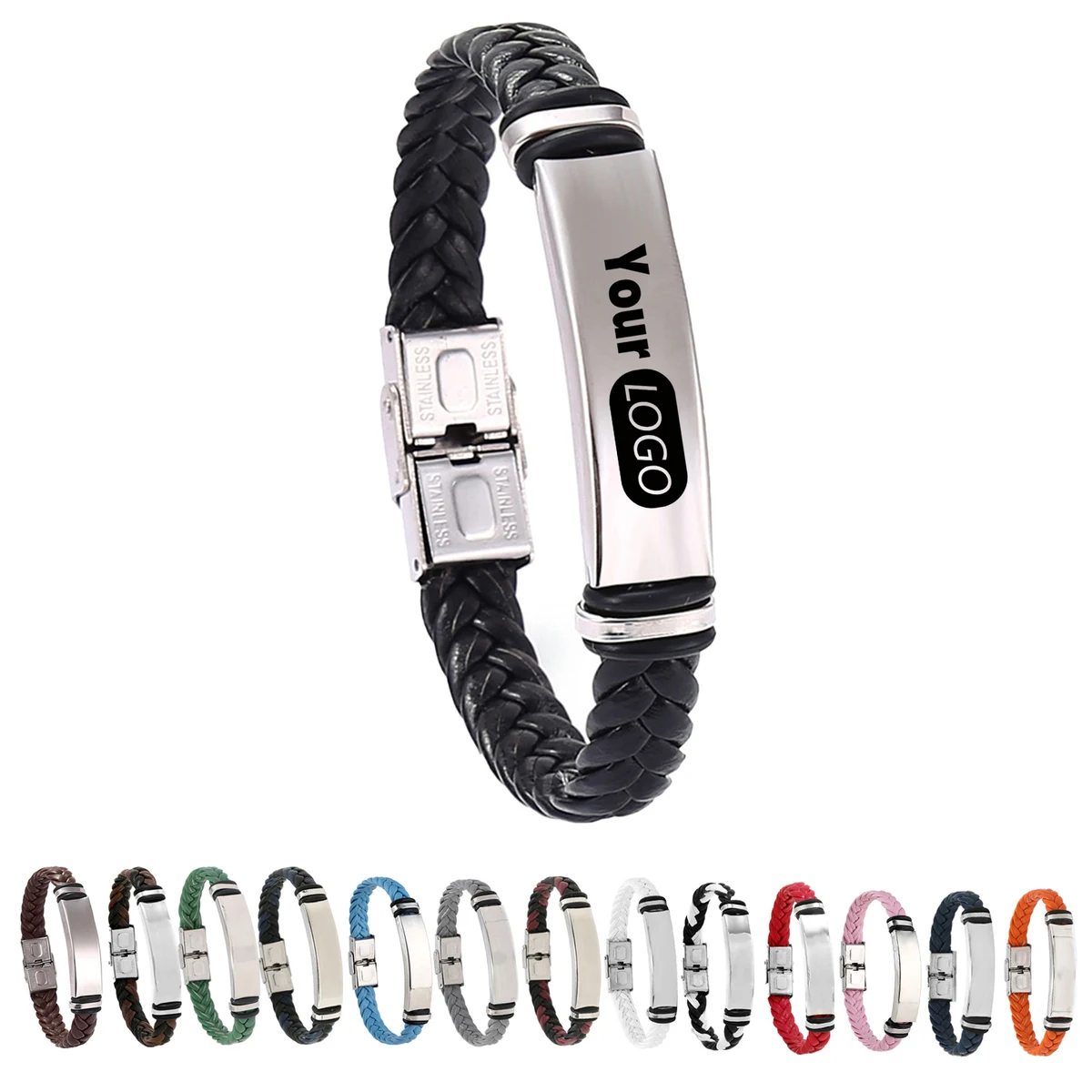 Stainless Steel Braided Leather Bracelet 1