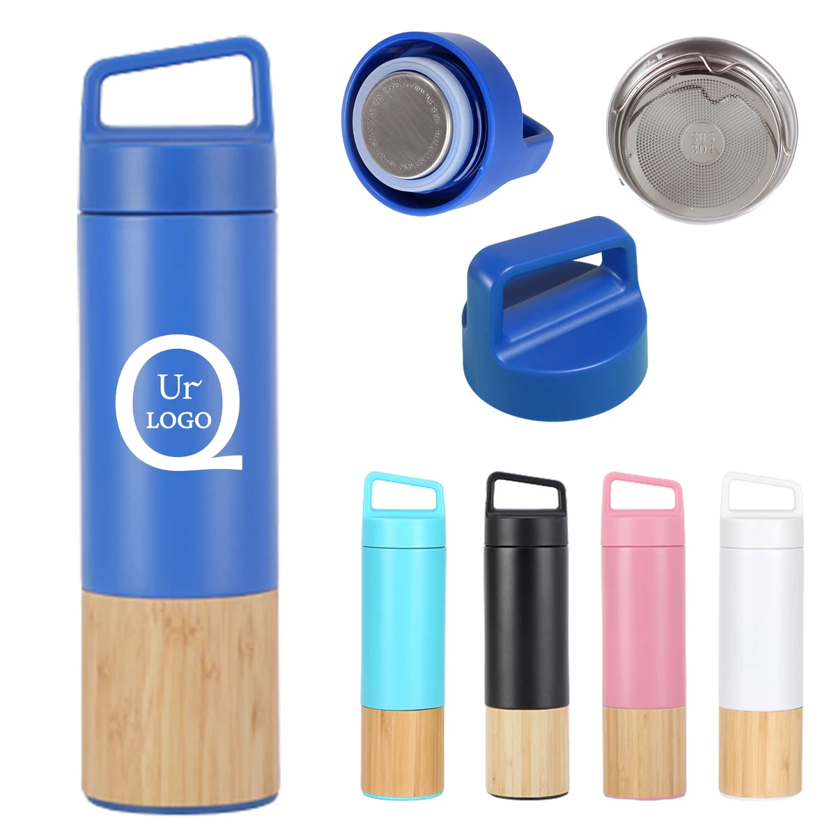 18Oz Bamboo Insulated Bottle With Attached Handle 1