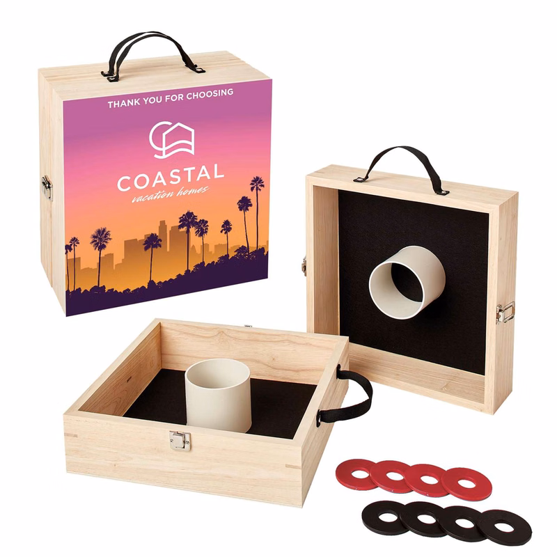 Washer Toss Game Single-Sided, 4 Black & 4 Red Washers