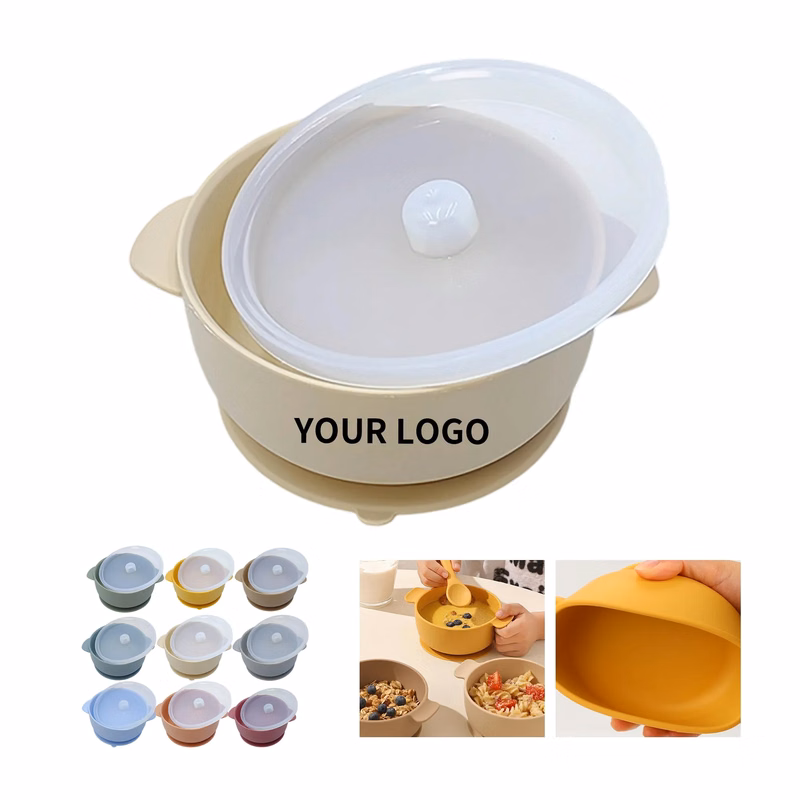 Toddler Silicone Food Bowl with Lid and Suction Base
