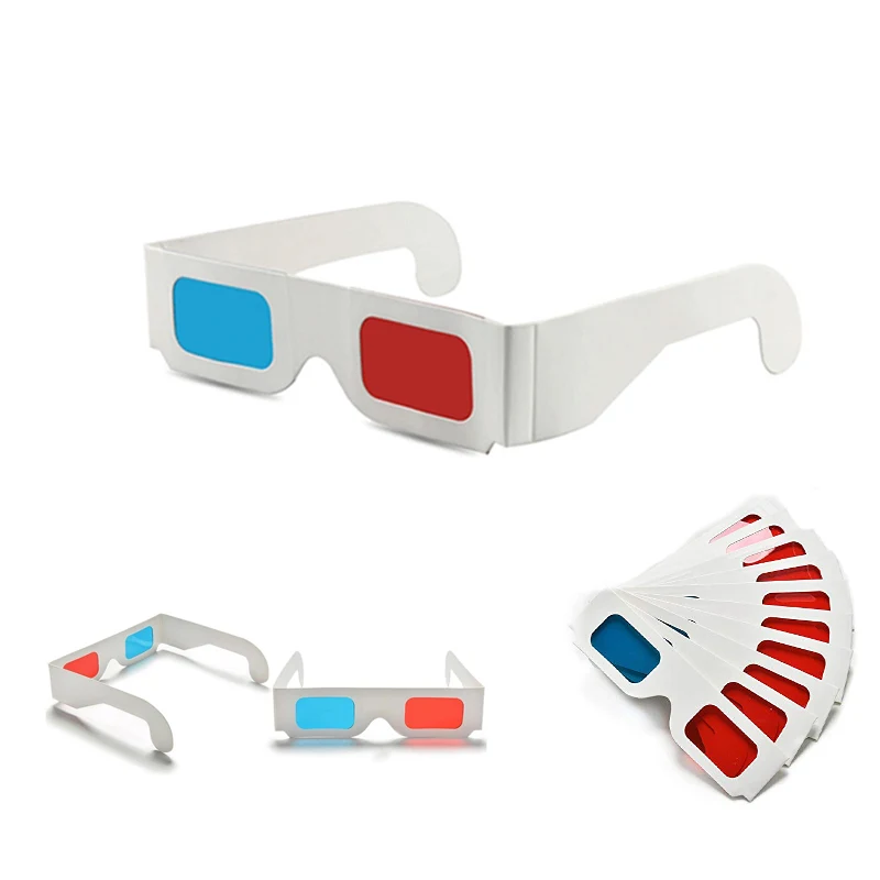 Red & Blue White Cardboard Glasses 1