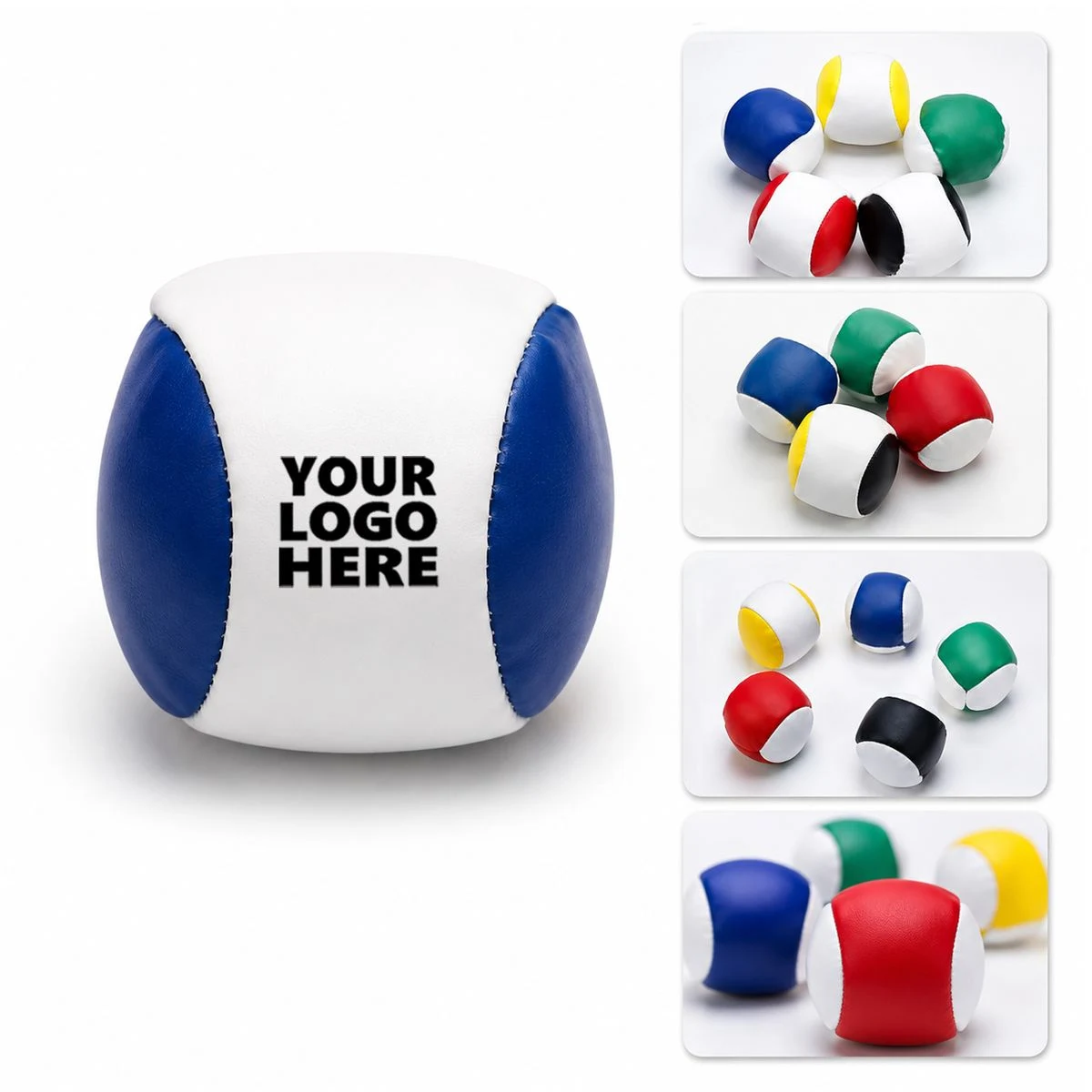 MOQ50 Round PU Color Block Bean Bag Ball 1
