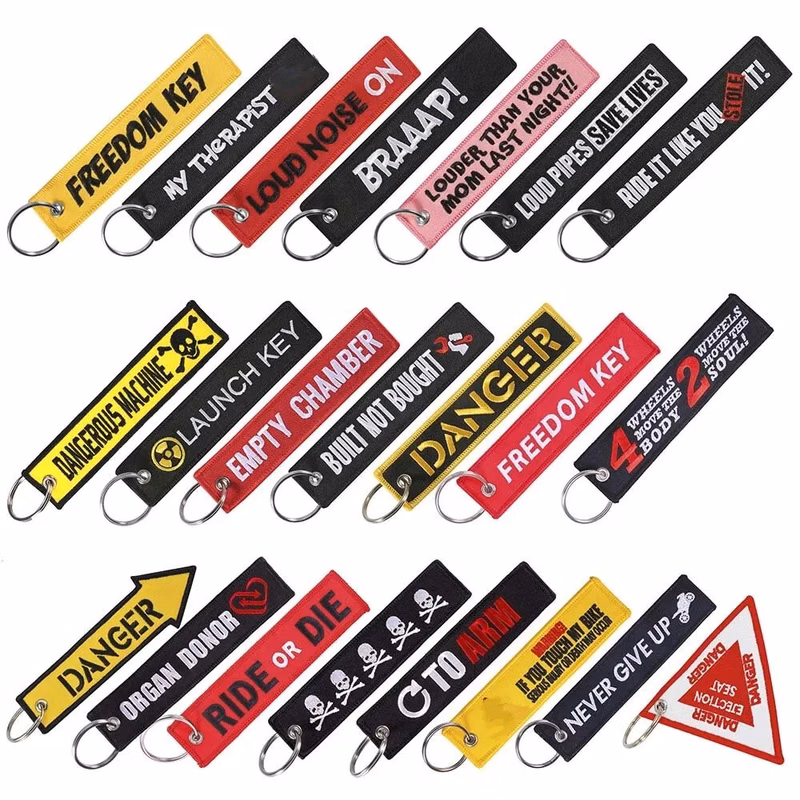 Custom Embroidered Woven Label Mark Keychain
