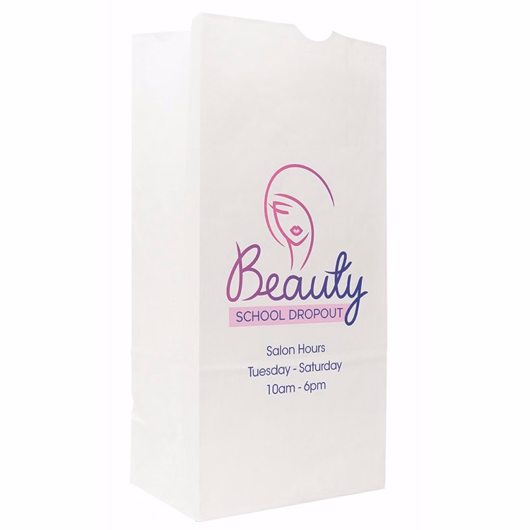 Full Color 1-Sided SOS White Paper Bags (6.25" x 12.5" x 3.8125")