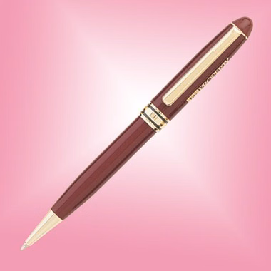 Ebony Brass Ball Point Pen - Burgundy w/Gold Acc.