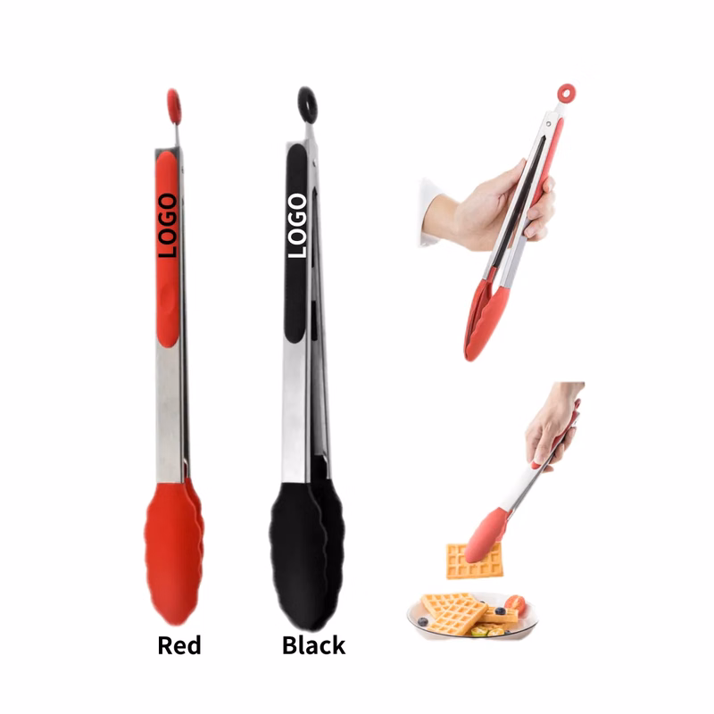 Thickened Silicone Stainless Steel Food Tongs