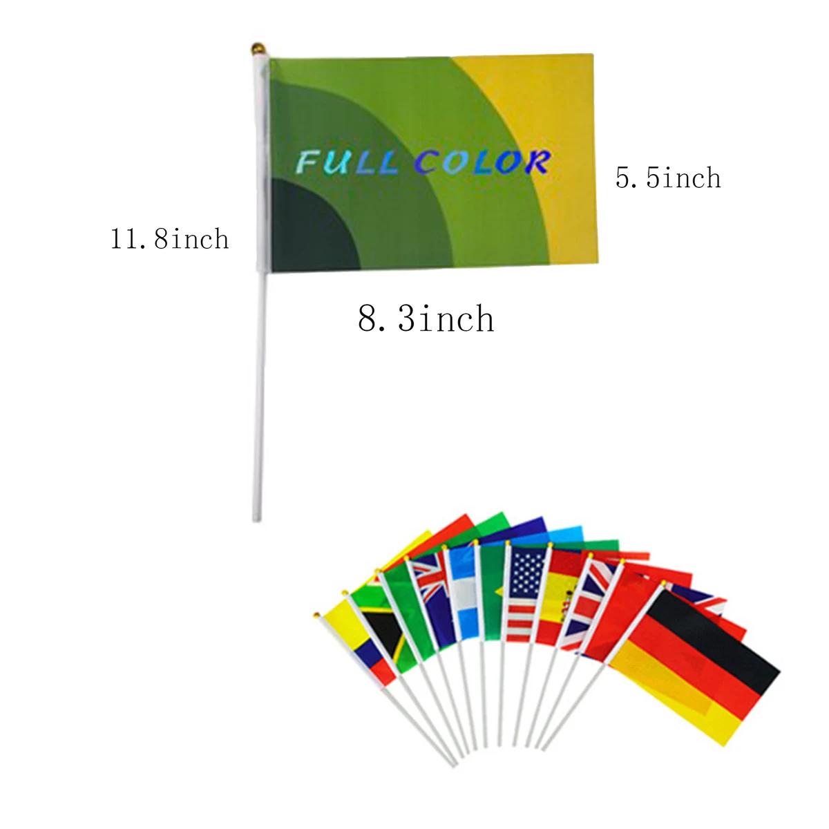 Full-Color Hand Held Polyester Mini Stick Flags 1