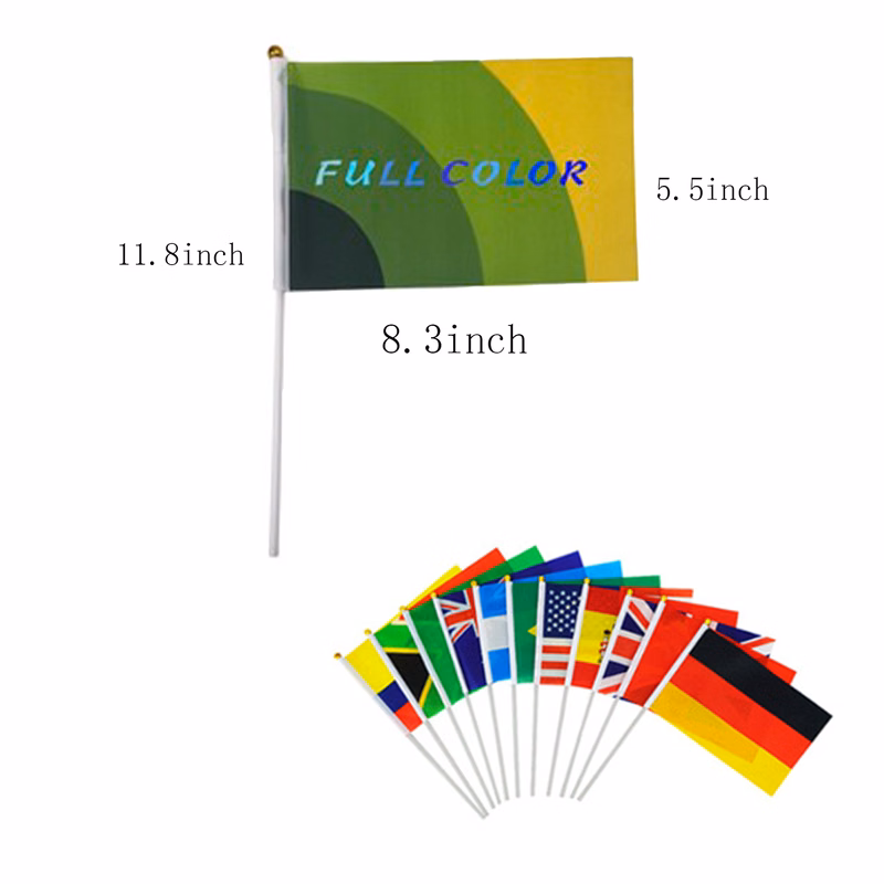 Full-Color Hand Held Polyester Mini Stick Flags