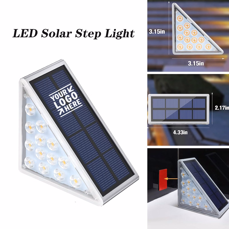 Outdoor Garden Deck Patio Waterproof IP67 LED Triangular Solar Stair Light