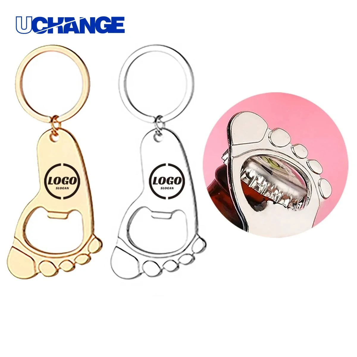 Foot-Shaped Zinc Alloy Bottle Opener Keychain 1