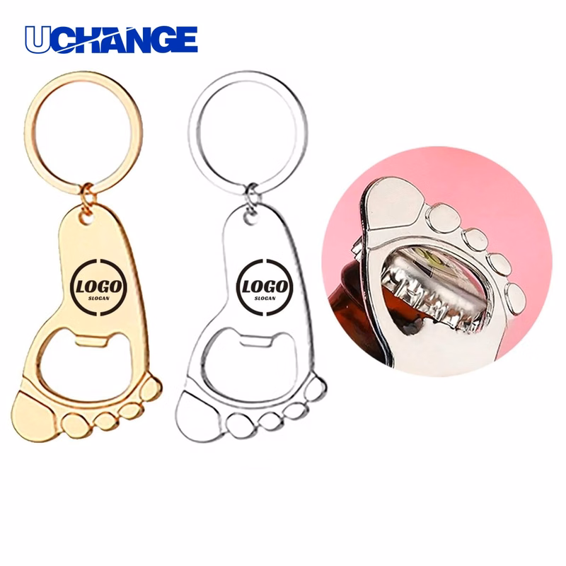 Foot-Shaped Zinc Alloy Bottle Opener Keychain