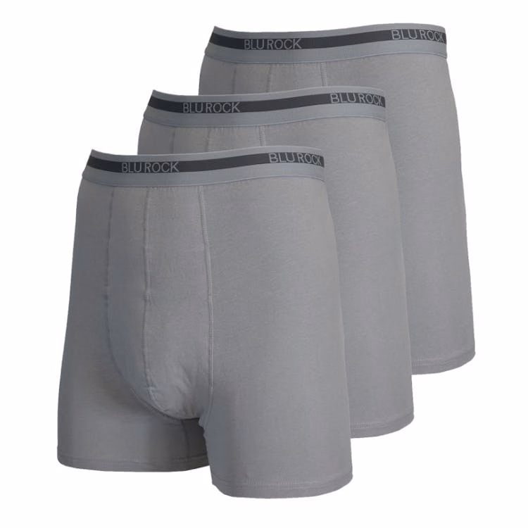 Men's Cotton Boxer Briefs - Heather Grey Large 3 Pack
