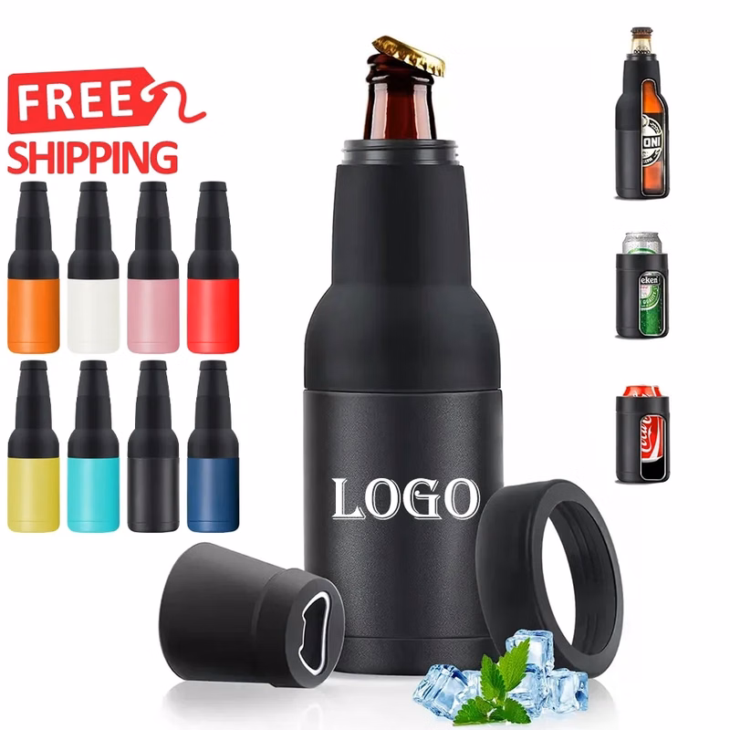 12 oz 14 oz Vacuum Insulated Beer Can and Bottle Cooler with Bottle Opener