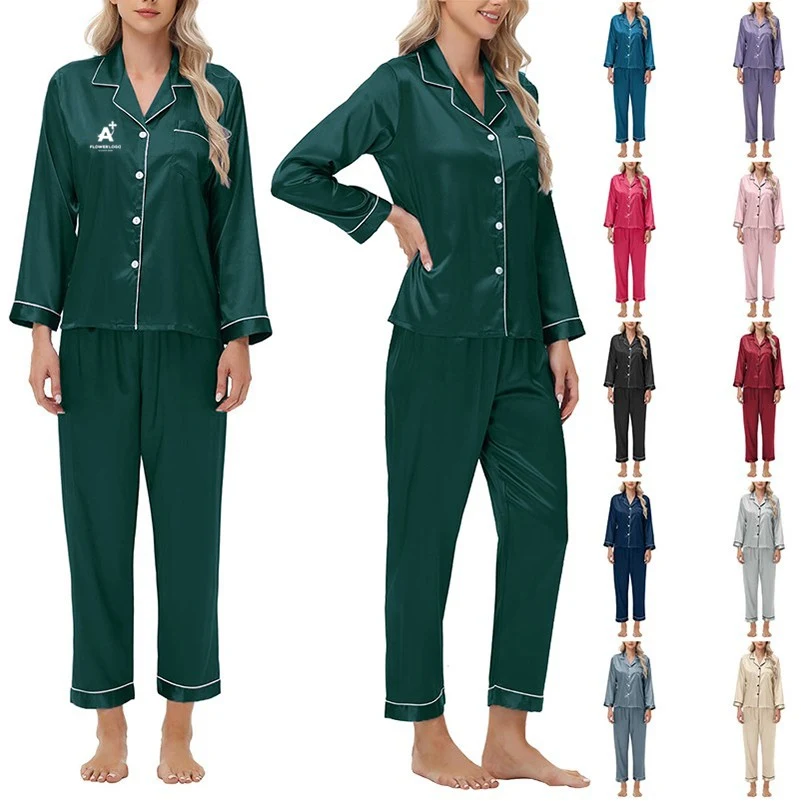Women Satin Pajamas Set 1
