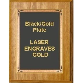 9" x 12" Oak Finish Plaque with a Black Teardrop Plate 1