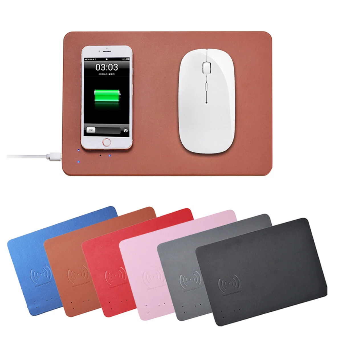 Cell Phone Wireless Charging Leather Mouse Pad 1