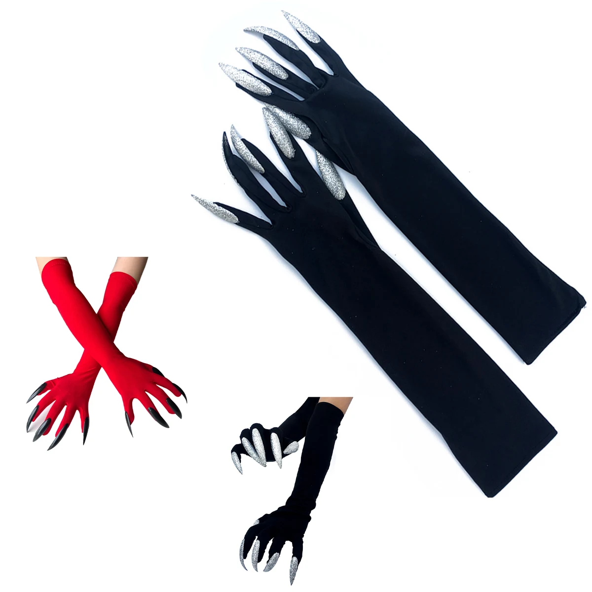 Men's and Women's Scary Long Nails Cosplay Ghost Witch Devil Paw Gloves 1