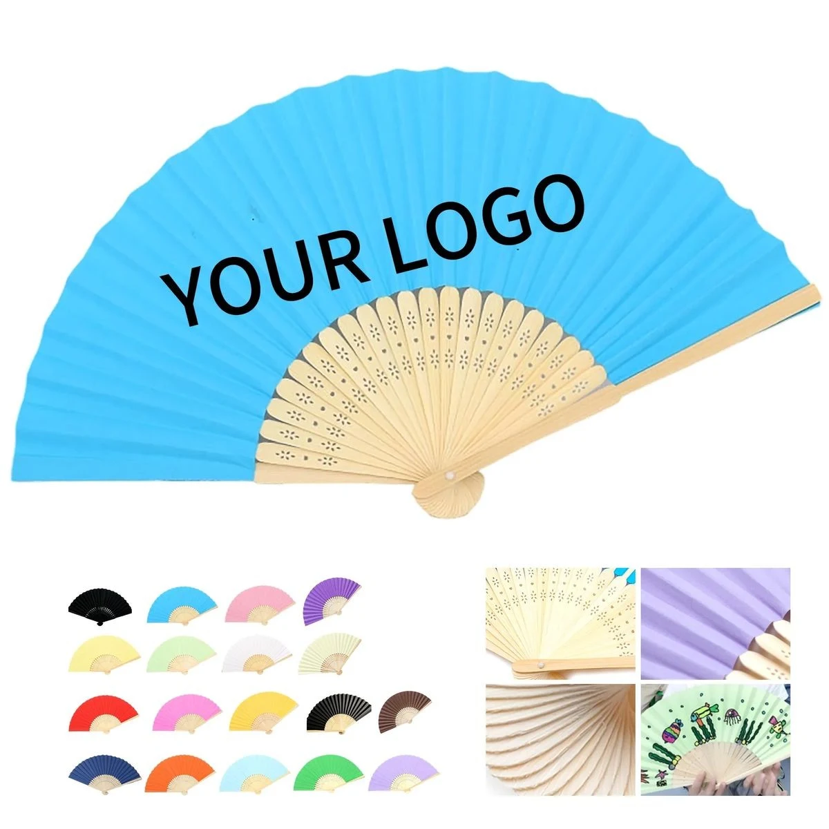 14.96 Inch Paper Fan with Bamboo Frame Lightweight Design 1
