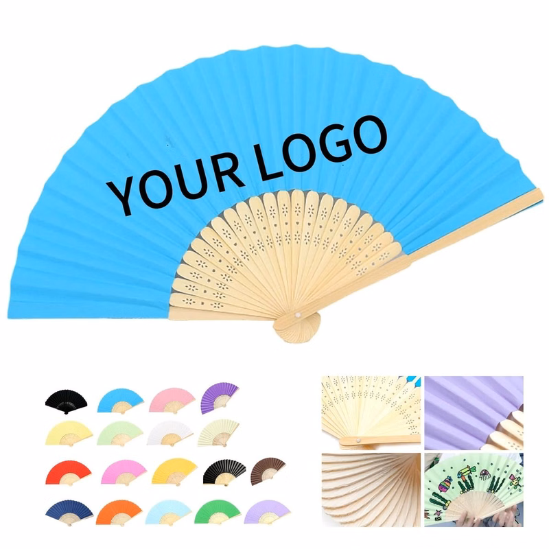 14.96 Inch Paper Fan with Bamboo Frame Lightweight Design