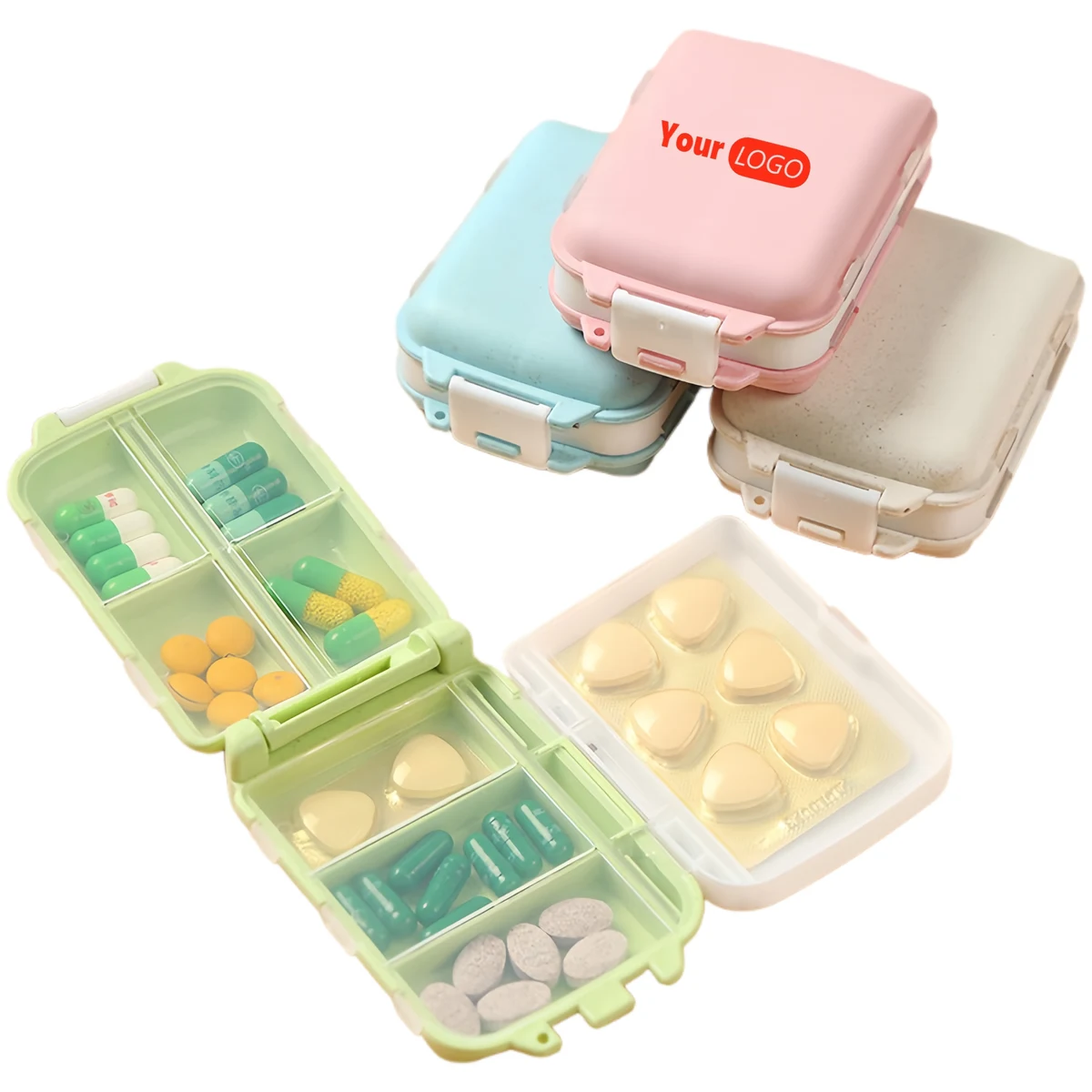 Three-layer Eight-compartment PP Folding Pill Box 1