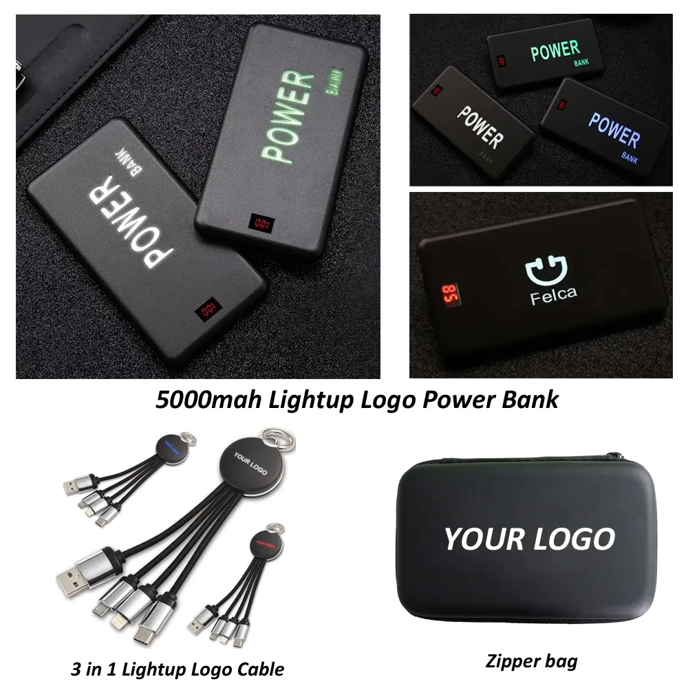 5000mAh Power Bank Kit with 3 in 1 Cable (Lightup Logo) 1
