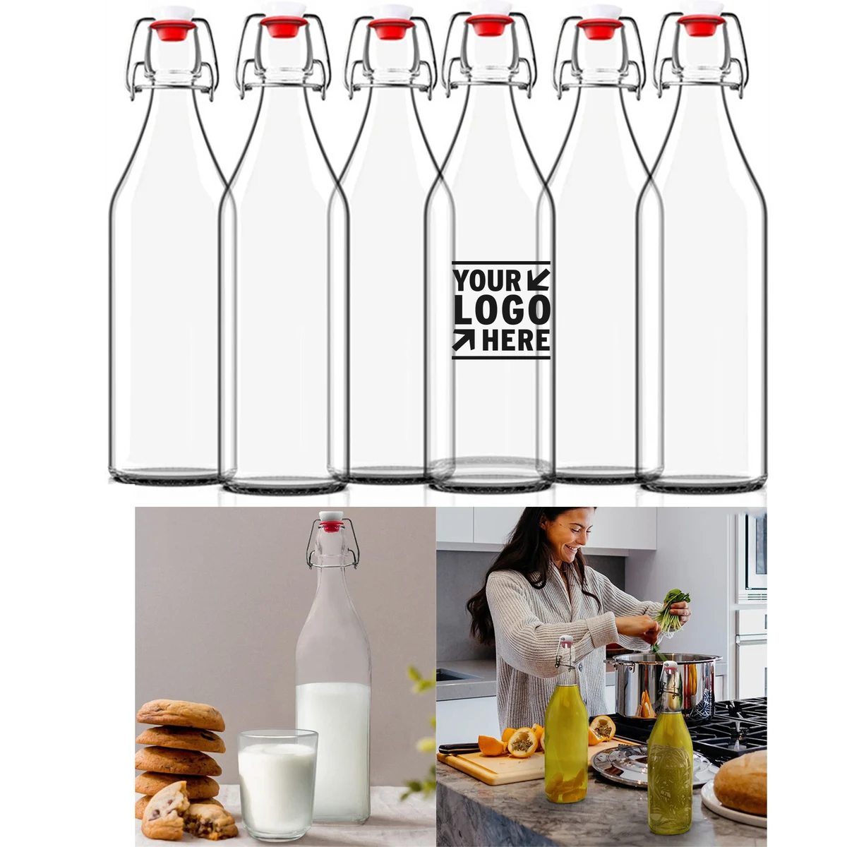 8 oz Glass Bottle with Airtight Swing Top Stopper 1