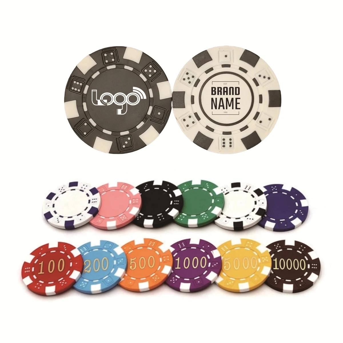 11.5 gram ABS Poker Chips with 6 Stripes 1