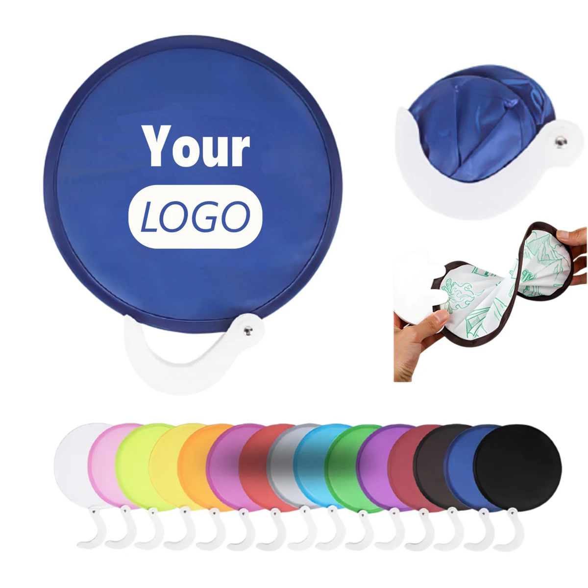 Foldable Flying Discs Fans With Handle MOQ 50 PCS 1