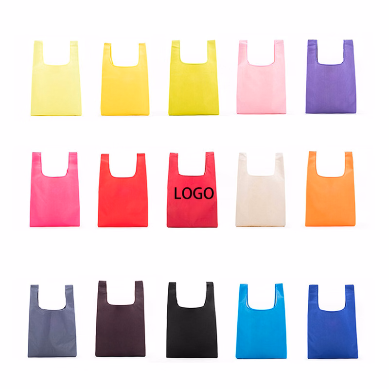 Durable Folding Reusable Shopping Bags with Handles and Storage Bag
