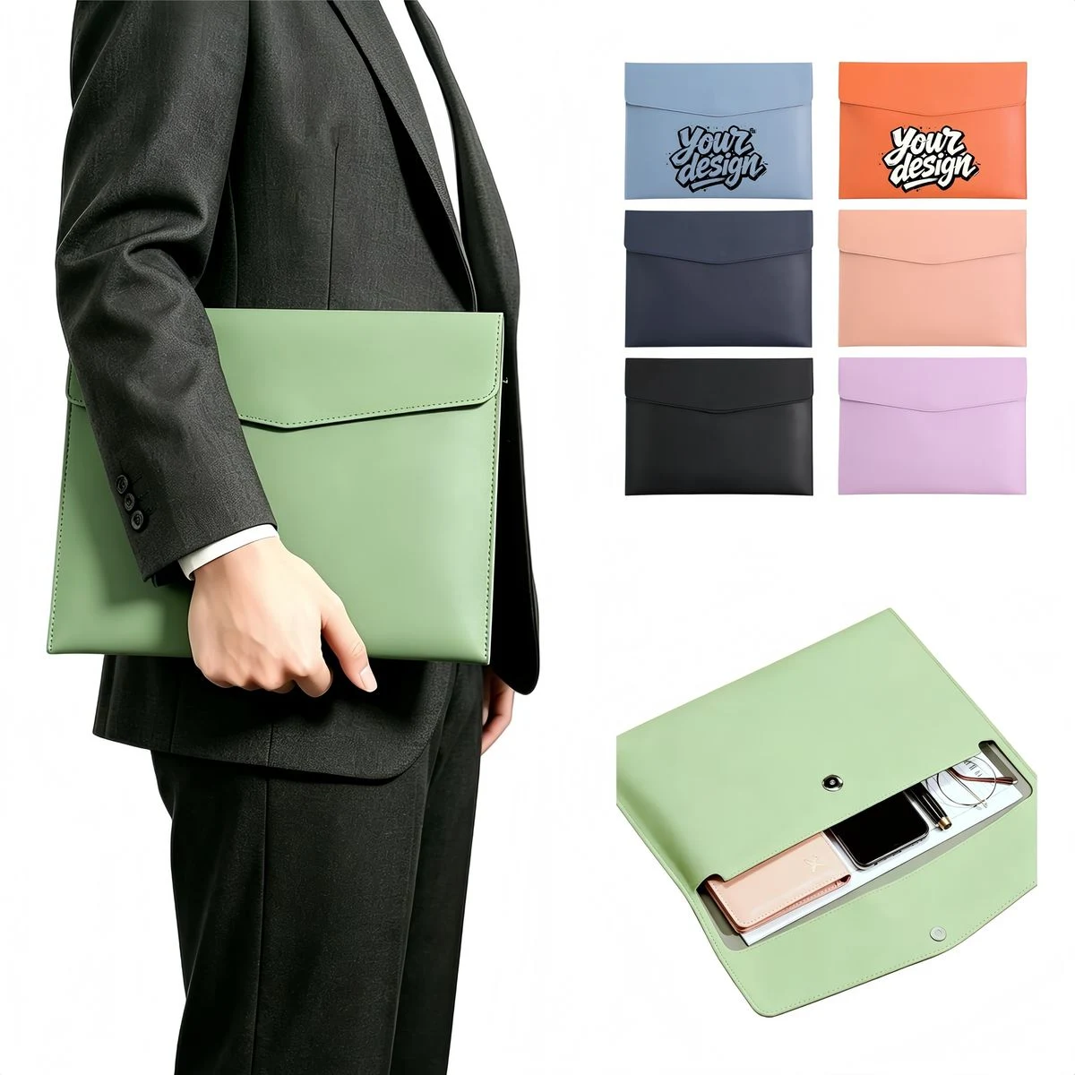 PU A4 File Folder Magnetic Closure Portfolio 1
