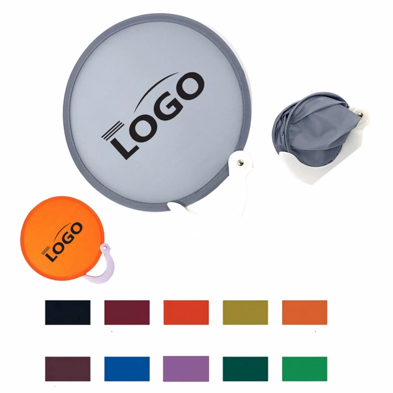 Handheld Round Folding Fan with Handle
