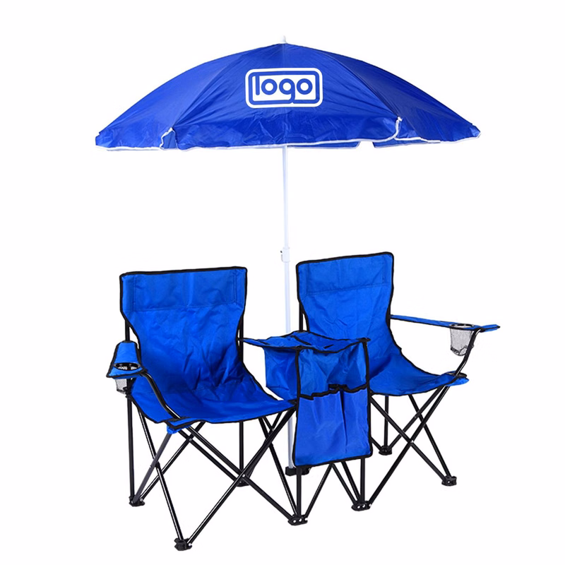 Outdoor Folding Double Chair w/ Umbrella