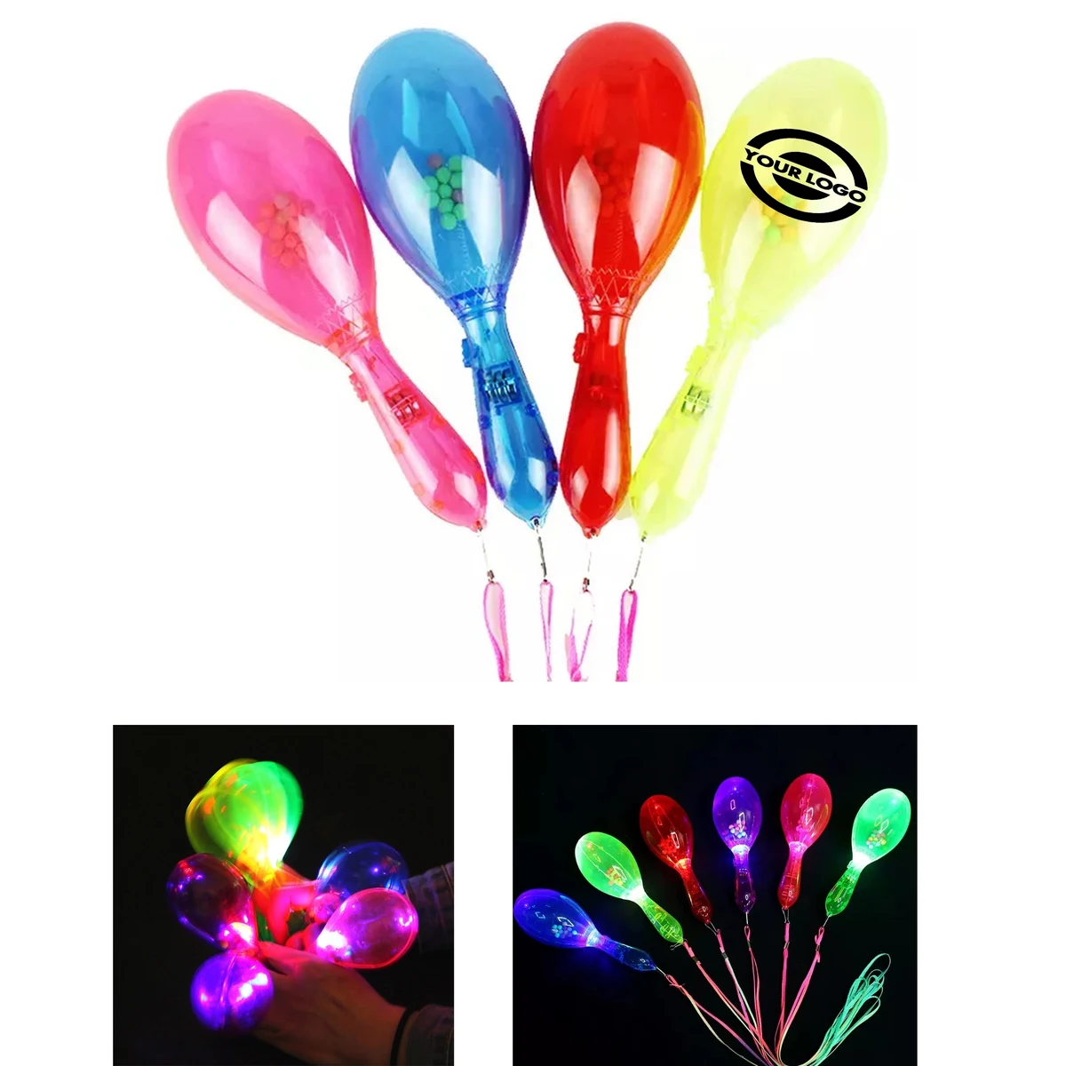 LED Flashing Shaker Plastic Maracas MOQ 150PCS 1