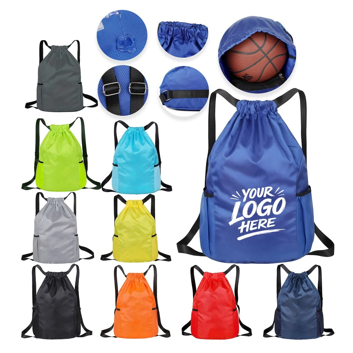 Large Drawstring Sports Backpack Gym Gear Carry Bag 1