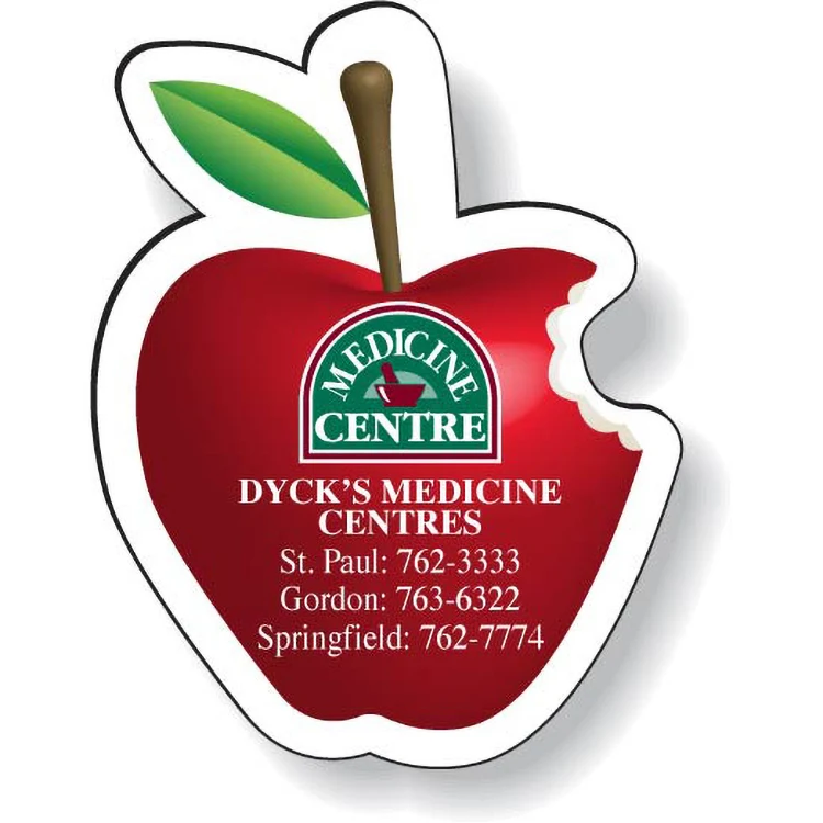 Stock Apple Magnet .020 (1.75"x2.23"), High Res. Full Colour Digital, White Vinyl Topcoat 1